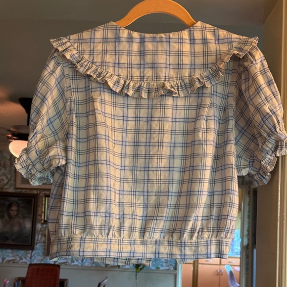 Doen Sparrow Top in Blue Meadowlark Plaid size Small - Picture 9 of 17